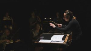 Photo: Valentina Peleggi conducts the Seattle Symphony in for "The Barber of Seville" at Seattle Opera.