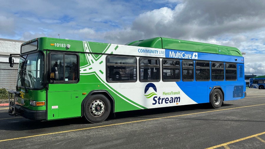 Image: A Pierce Transit Stream Bus can be seen in Pierce County....