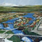 Artist’s rendering of Expo ’74 created in 1973 to promote the fair. (Photo courtesy of Northwest Museum of Arts & Culture)
